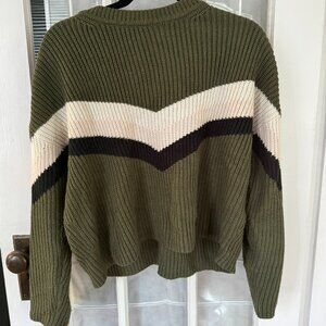 Sanctuary Apres Ski Green Cropped Chevron Sweater Size S